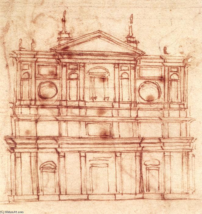 Wikioo.org – La Enciclopedia de las Bellas Artes - Pintura, Obras de arte de Michelangelo Buonarroti - Proyecto para la fachada de san Lorenzo , Florencia