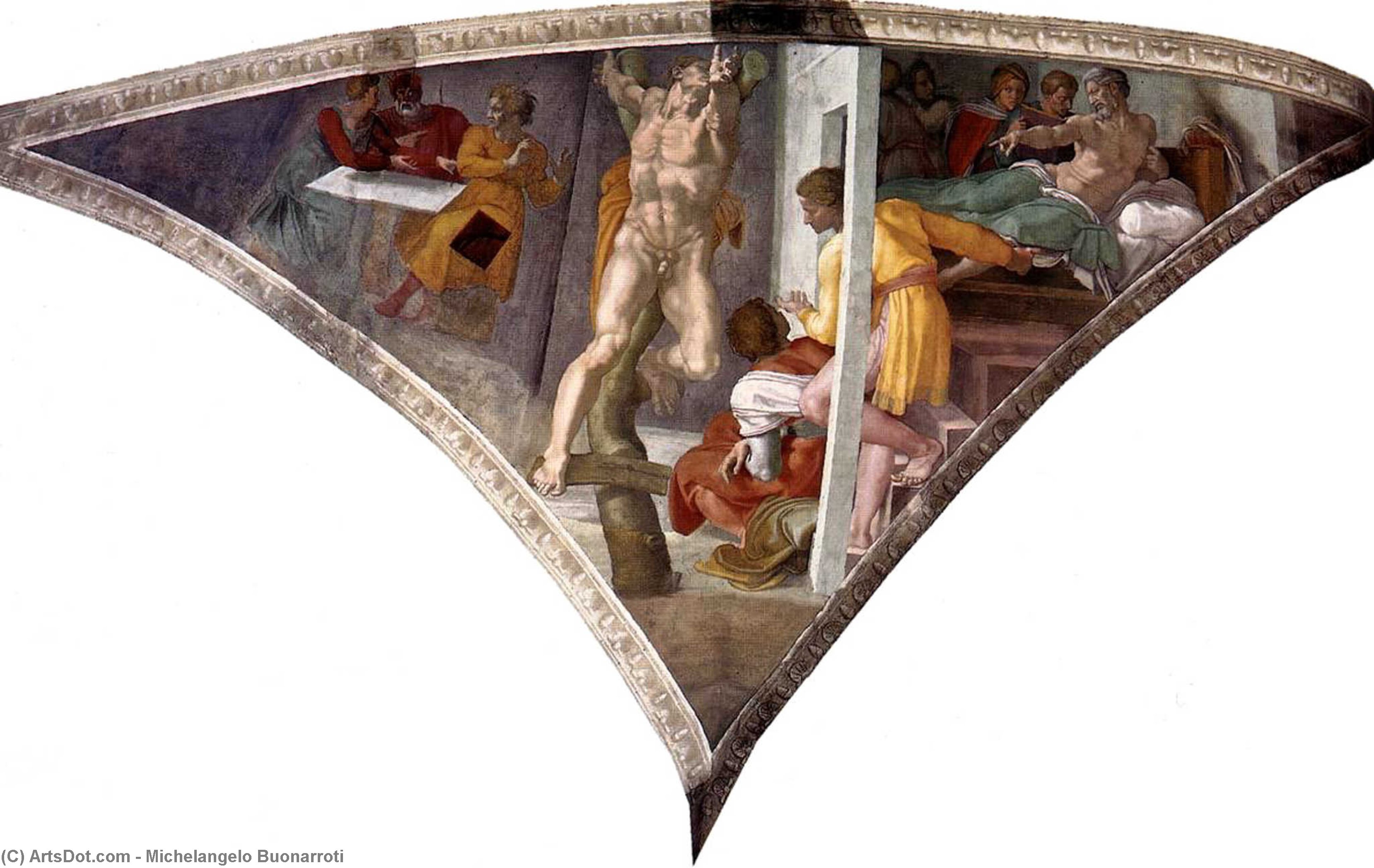 Wikoo.org - موسوعة الفنون الجميلة - اللوحة، العمل الفني Michelangelo Buonarroti - Punishment of Haman