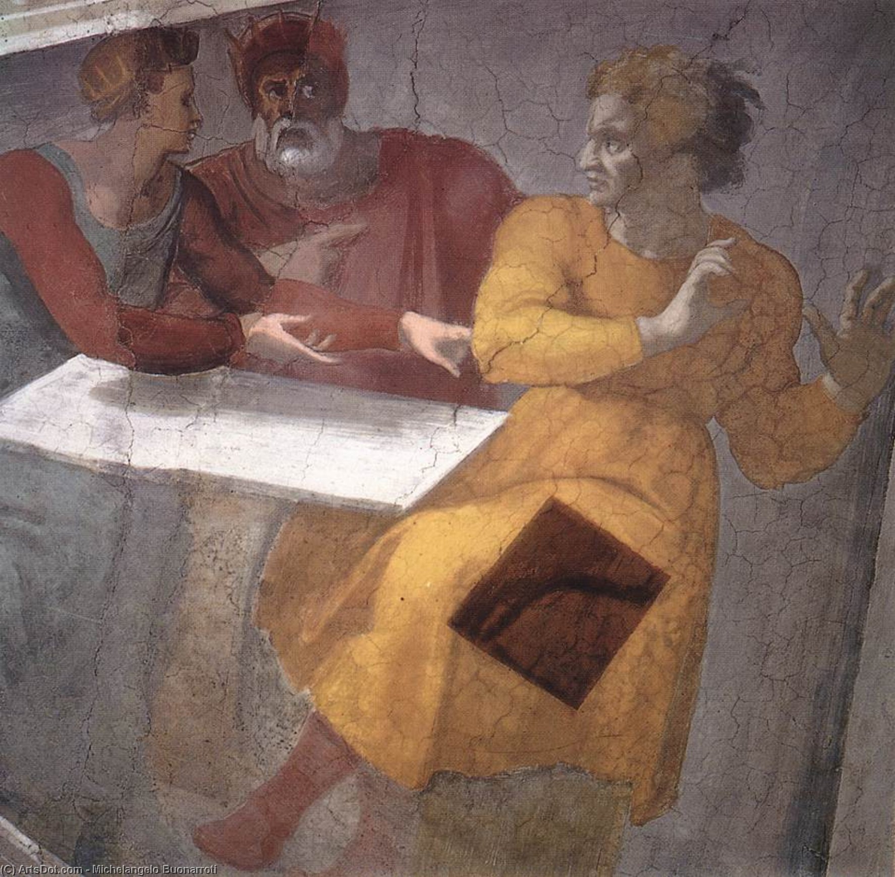 Wikioo.org – La Enciclopedia de las Bellas Artes - Pintura, Obras de arte de Michelangelo Buonarroti - Castigo todaclasede  Amán  Detalle