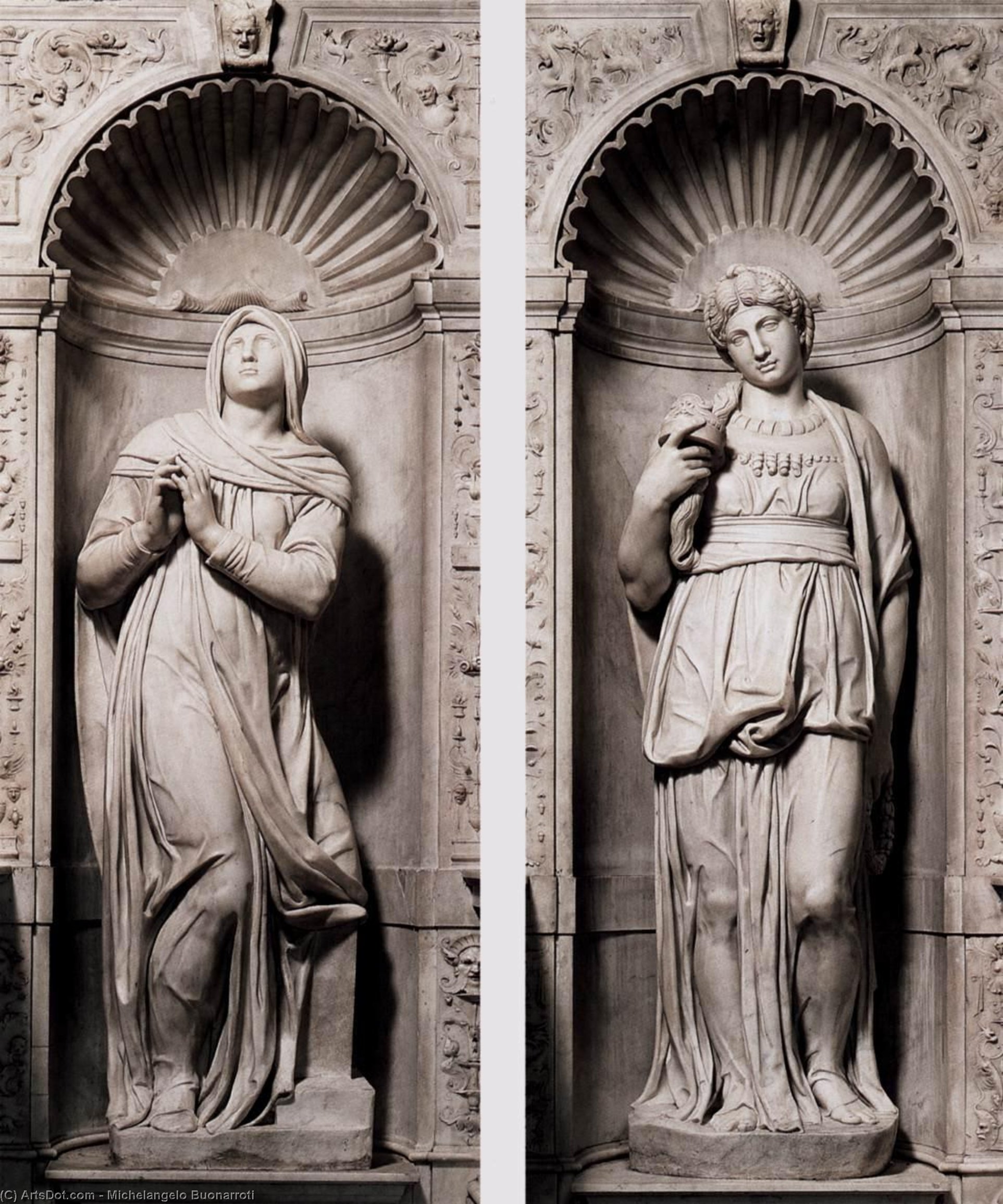 WikiOO.org - Encyclopedia of Fine Arts - Maalaus, taideteos Michelangelo Buonarroti - Rachel and Leah