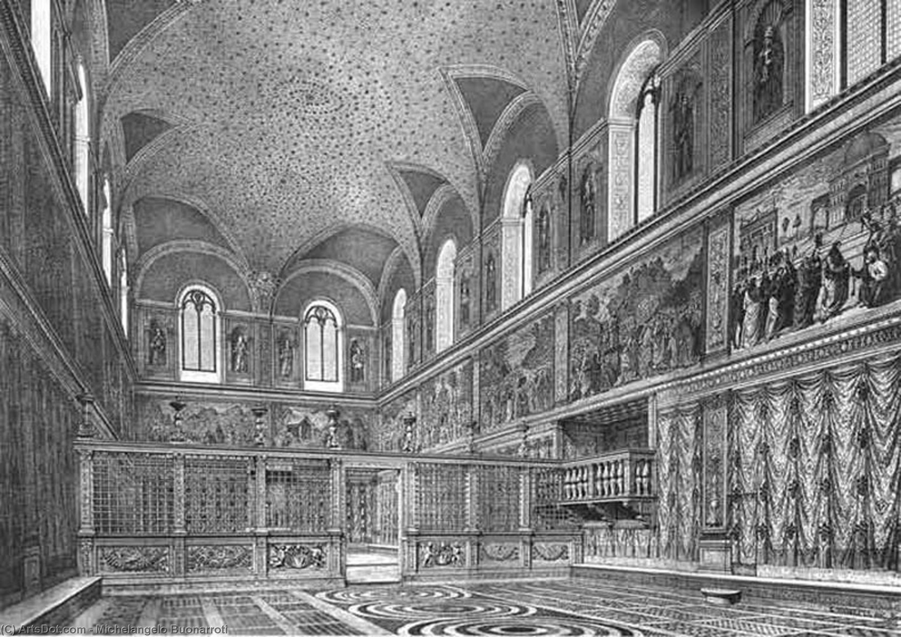 Wikioo.org – La Enciclopedia de las Bellas Artes - Pintura, Obras de arte de Michelangelo Buonarroti - reconstrucción todaclasede  el  el interior