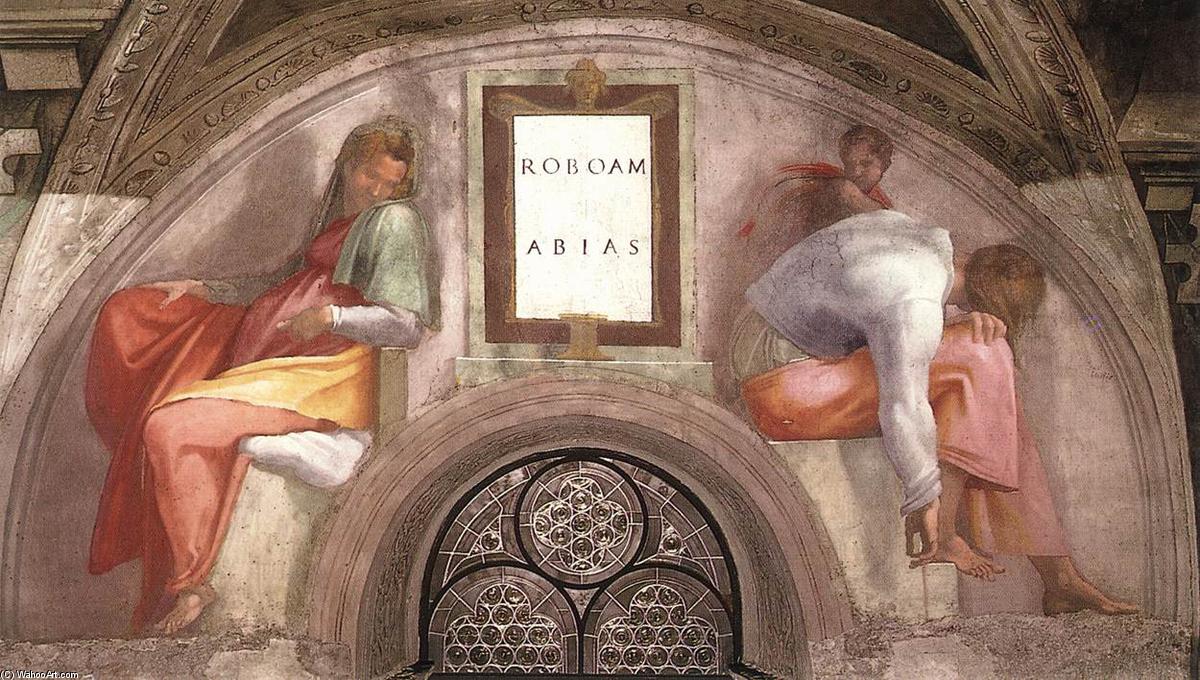 WikiOO.org - Enciclopedia of Fine Arts - Pictura, lucrări de artă Michelangelo Buonarroti - Rehoboam - Abijah