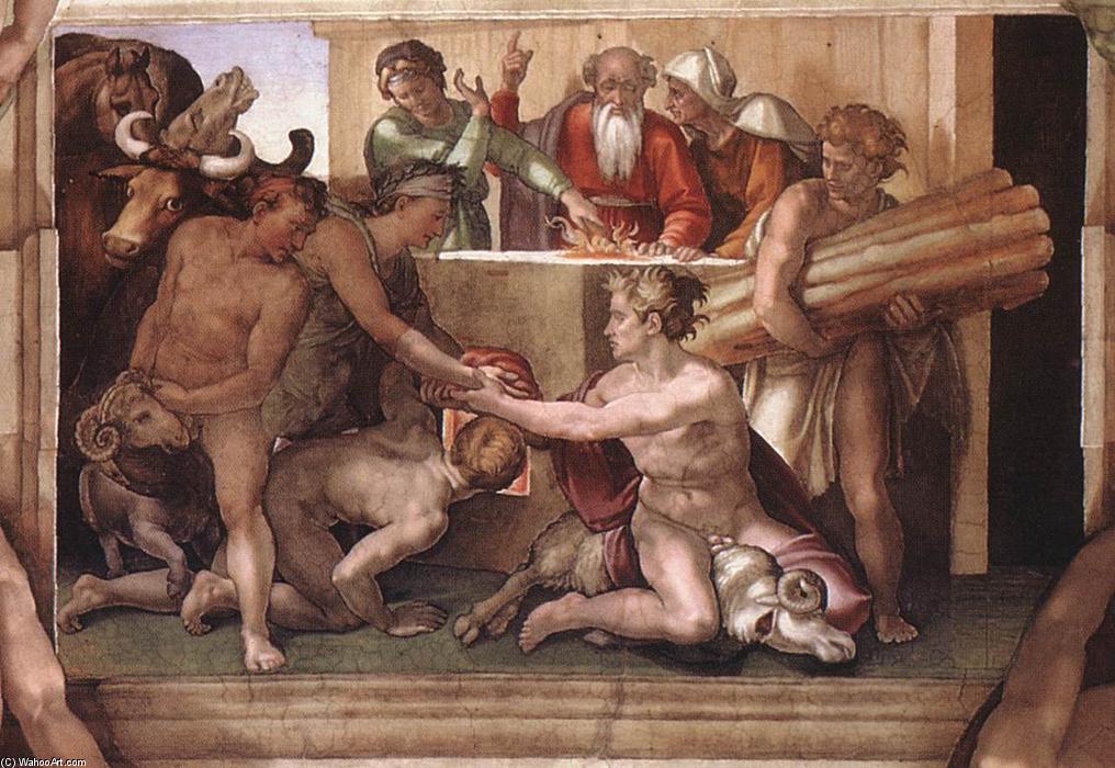 Wikioo.org – L'Enciclopedia delle Belle Arti - Pittura, Opere di Michelangelo Buonarroti - sacrificio di  Noè