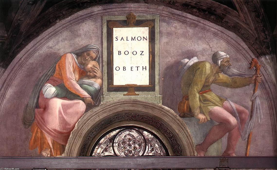 Wikioo.org – La Enciclopedia de las Bellas Artes - Pintura, Obras de arte de Michelangelo Buonarroti - Salmón - Boaz - Obed