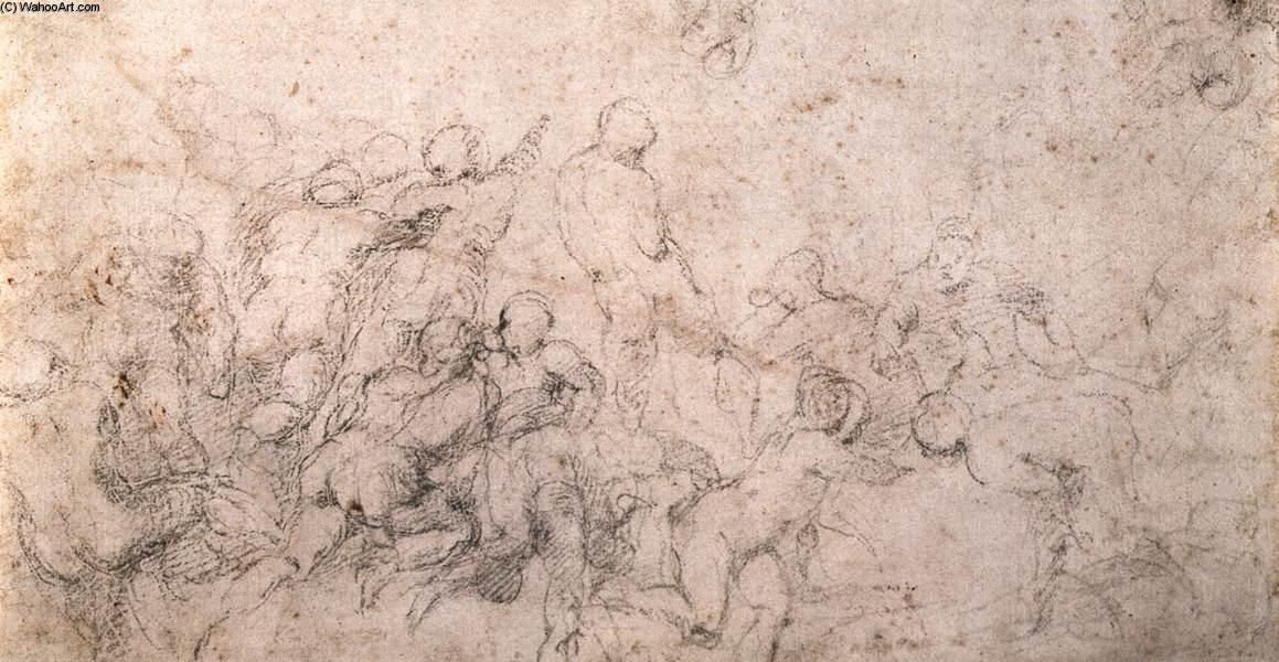 WikiOO.org - Encyclopedia of Fine Arts - Lukisan, Artwork Michelangelo Buonarroti - Study for the Battle of Cascina