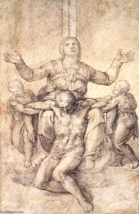 WikiOO.org - Εγκυκλοπαίδεια Καλών Τεχνών - Ζωγραφική, έργα τέχνης Michelangelo Buonarroti - Study for the Colonna Pietà
