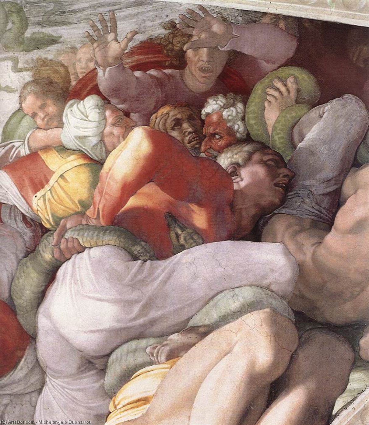 Wikioo.org - Bách khoa toàn thư về mỹ thuật - Vẽ tranh, Tác phẩm nghệ thuật Michelangelo Buonarroti - The Brazen Serpent (detail)