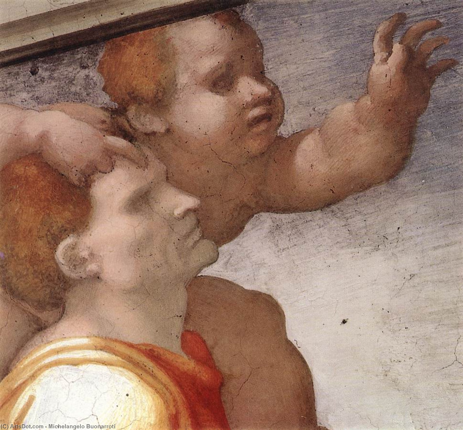 Wikioo.org – La Enciclopedia de las Bellas Artes - Pintura, Obras de arte de Michelangelo Buonarroti - La Serpiente de Bronce Detalle