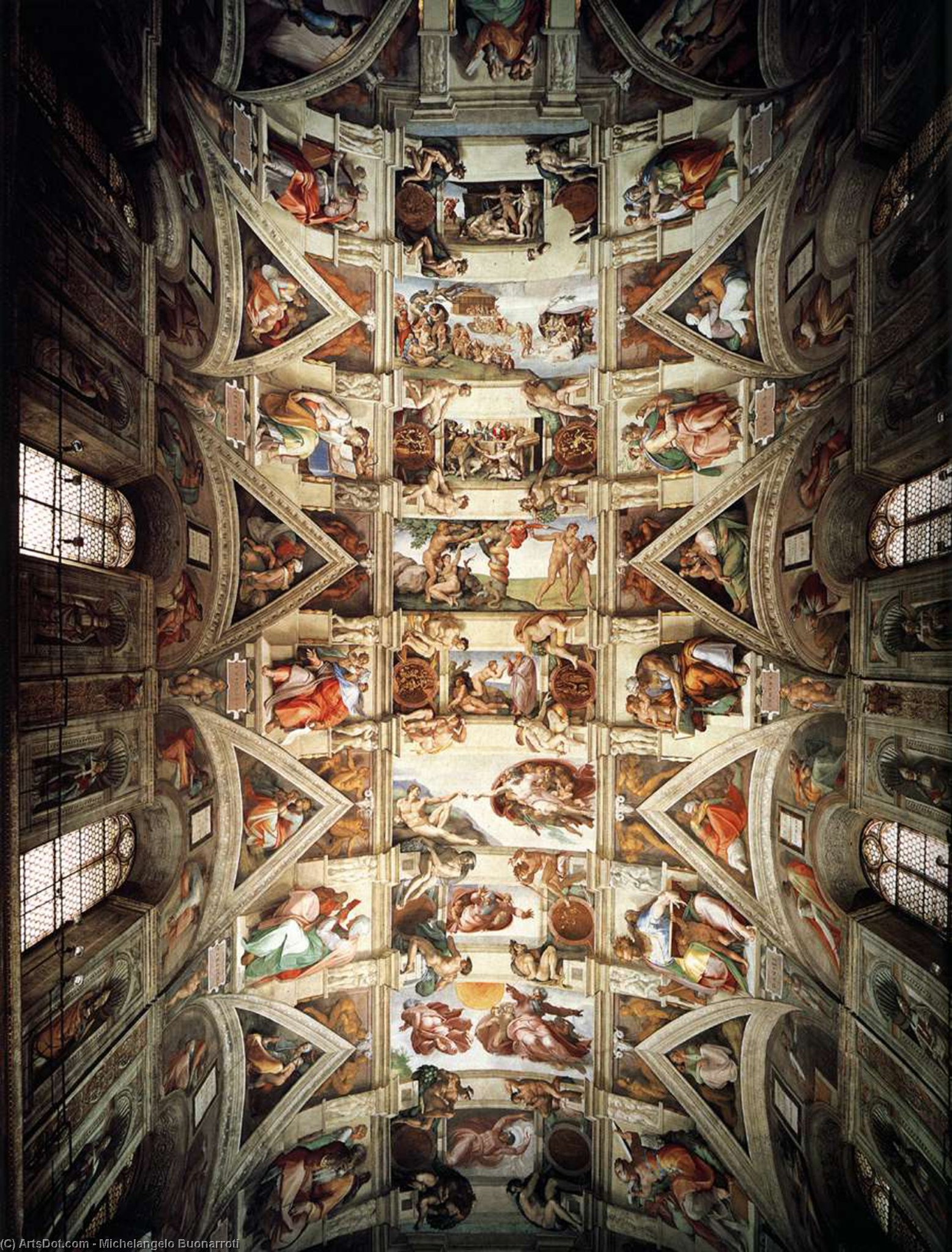 WikiOO.org - Εγκυκλοπαίδεια Καλών Τεχνών - Ζωγραφική, έργα τέχνης Michelangelo Buonarroti - The ceiling