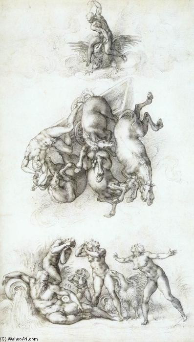 WikiOO.org - Enciclopedia of Fine Arts - Pictura, lucrări de artă Michelangelo Buonarroti - The Fall of Phaethon