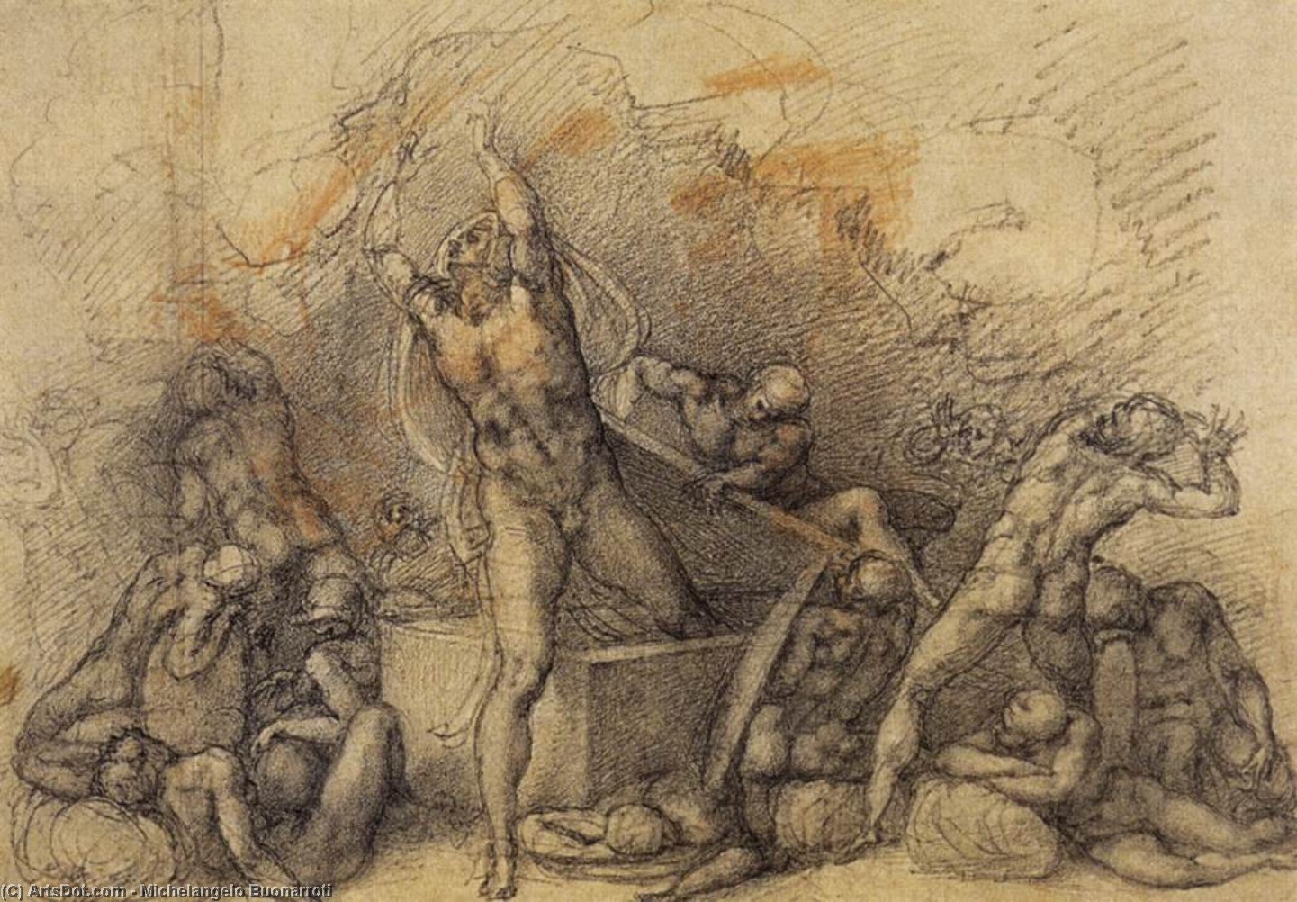 WikiOO.org - Encyclopedia of Fine Arts - Schilderen, Artwork Michelangelo Buonarroti - The Resurrection (recto)