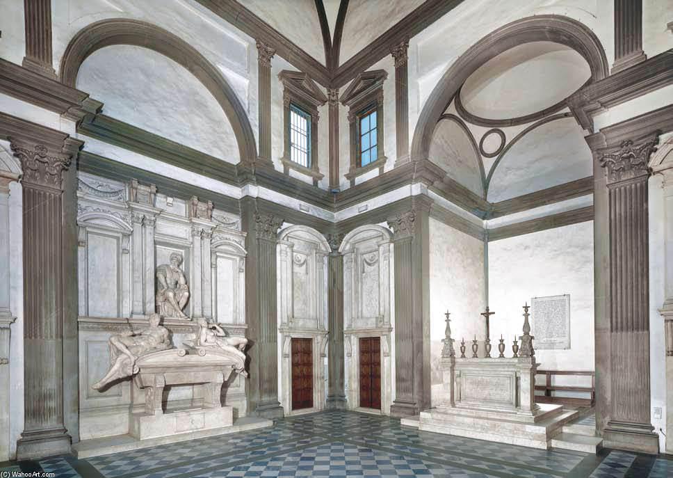 WikiOO.org - Enciklopedija likovnih umjetnosti - Slikarstvo, umjetnička djela Michelangelo Buonarroti - View of the Medici Chapel