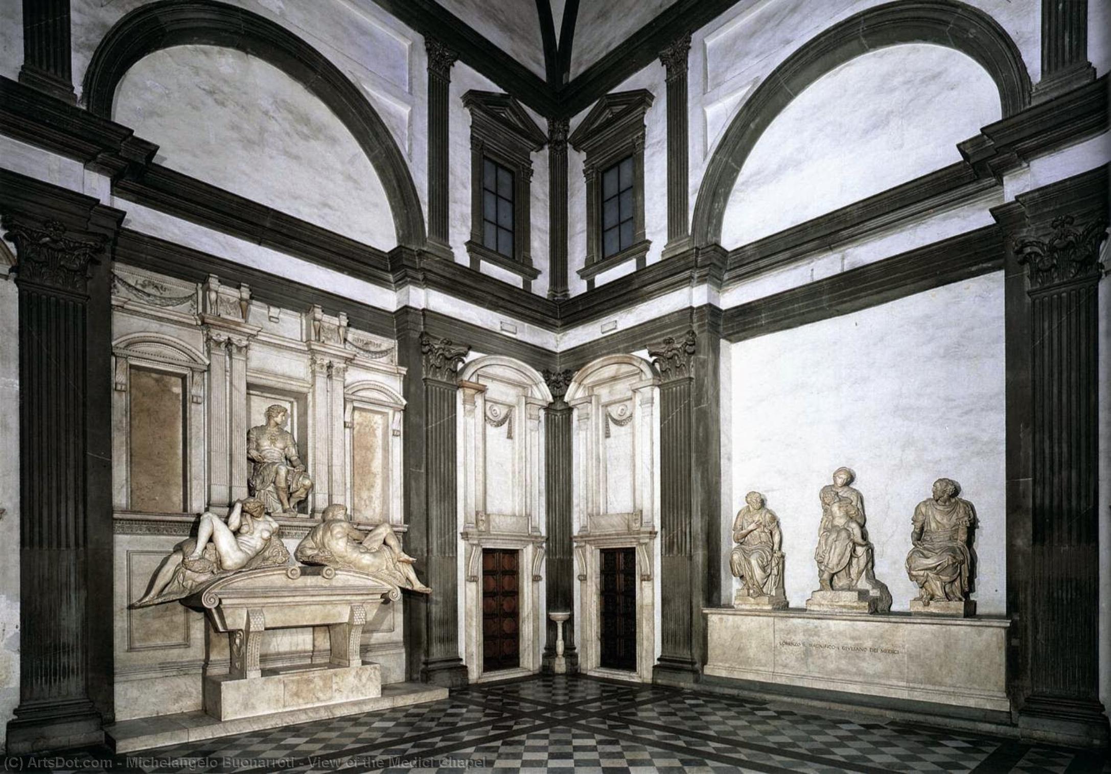 Wikioo.org - The Encyclopedia of Fine Arts - Painting, Artwork by Michelangelo Buonarroti - View of the Medici Chapel