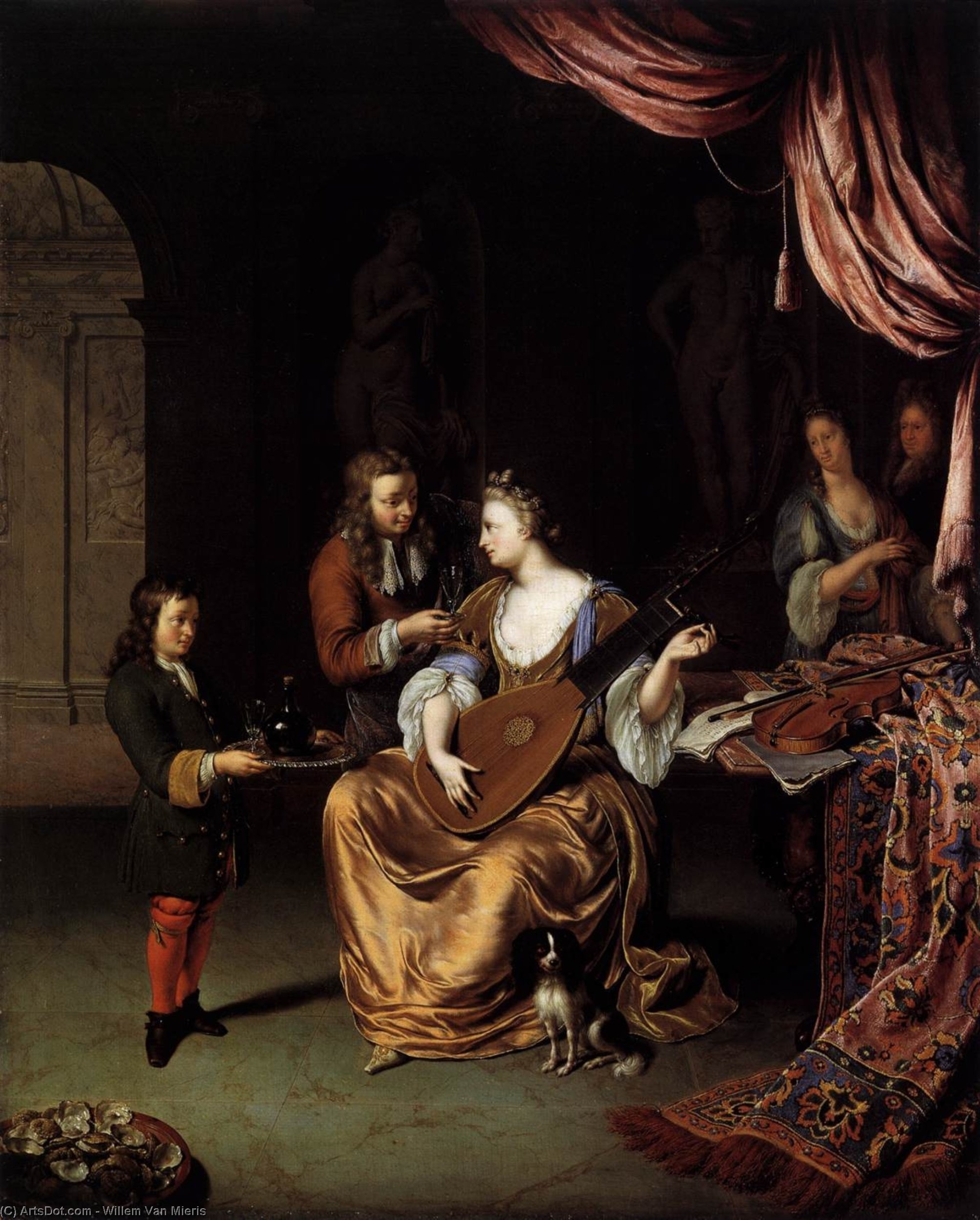 WikiOO.org - Encyclopedia of Fine Arts - Maleri, Artwork Willem Van Mieris - The Lute Player