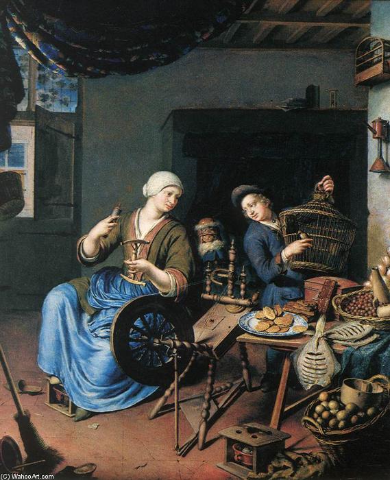 Wikioo.org - The Encyclopedia of Fine Arts - Painting, Artwork by Willem Van Mieris - The Spinner