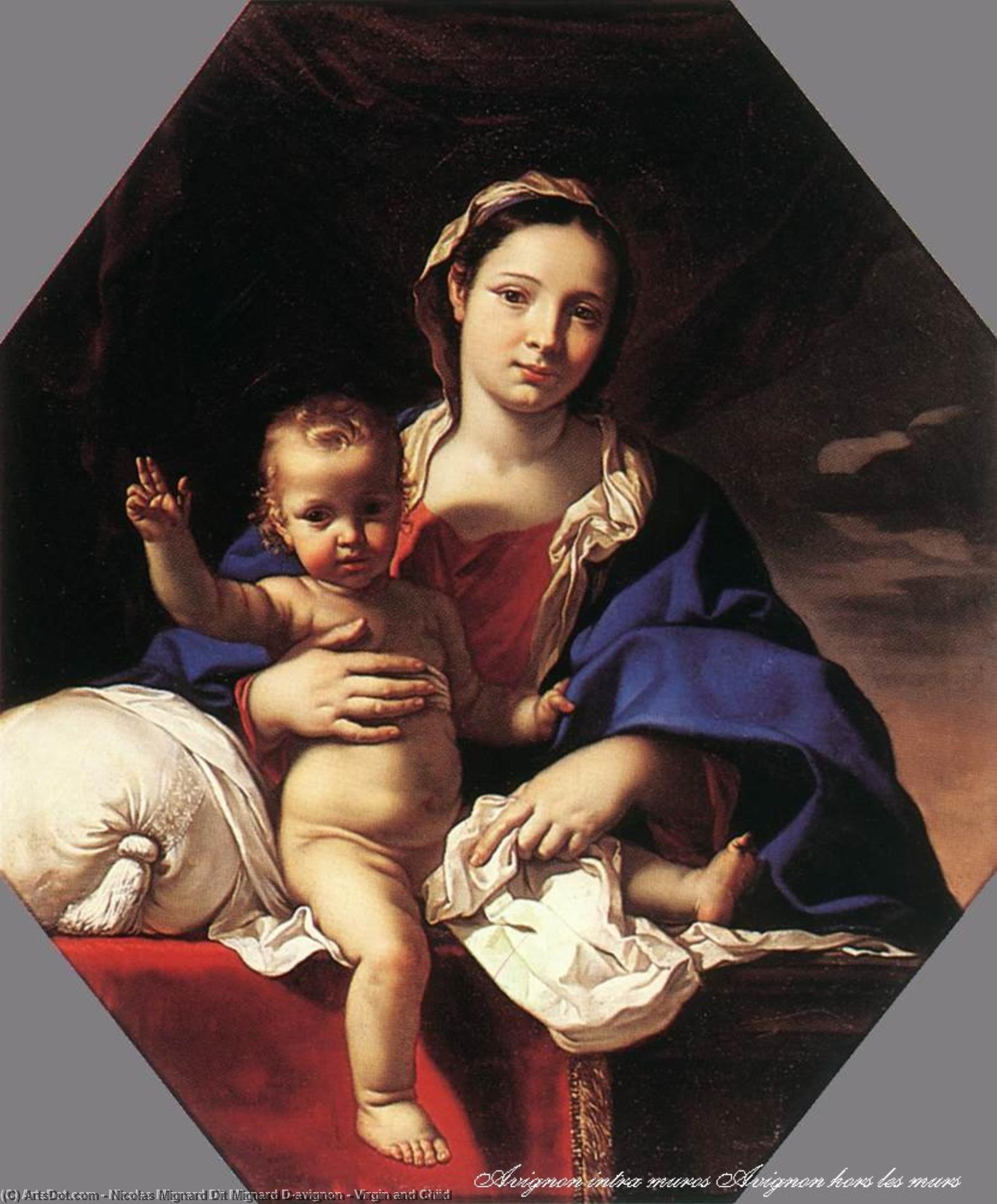 Wikioo.org - The Encyclopedia of Fine Arts - Painting, Artwork by Nicolas Mignard Dit Mignard D'avignon - Virgin and Child