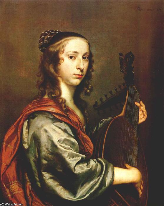 Wikioo.org - The Encyclopedia of Fine Arts - Painting, Artwork by Johannes Mytens - Lady Playing the Lute