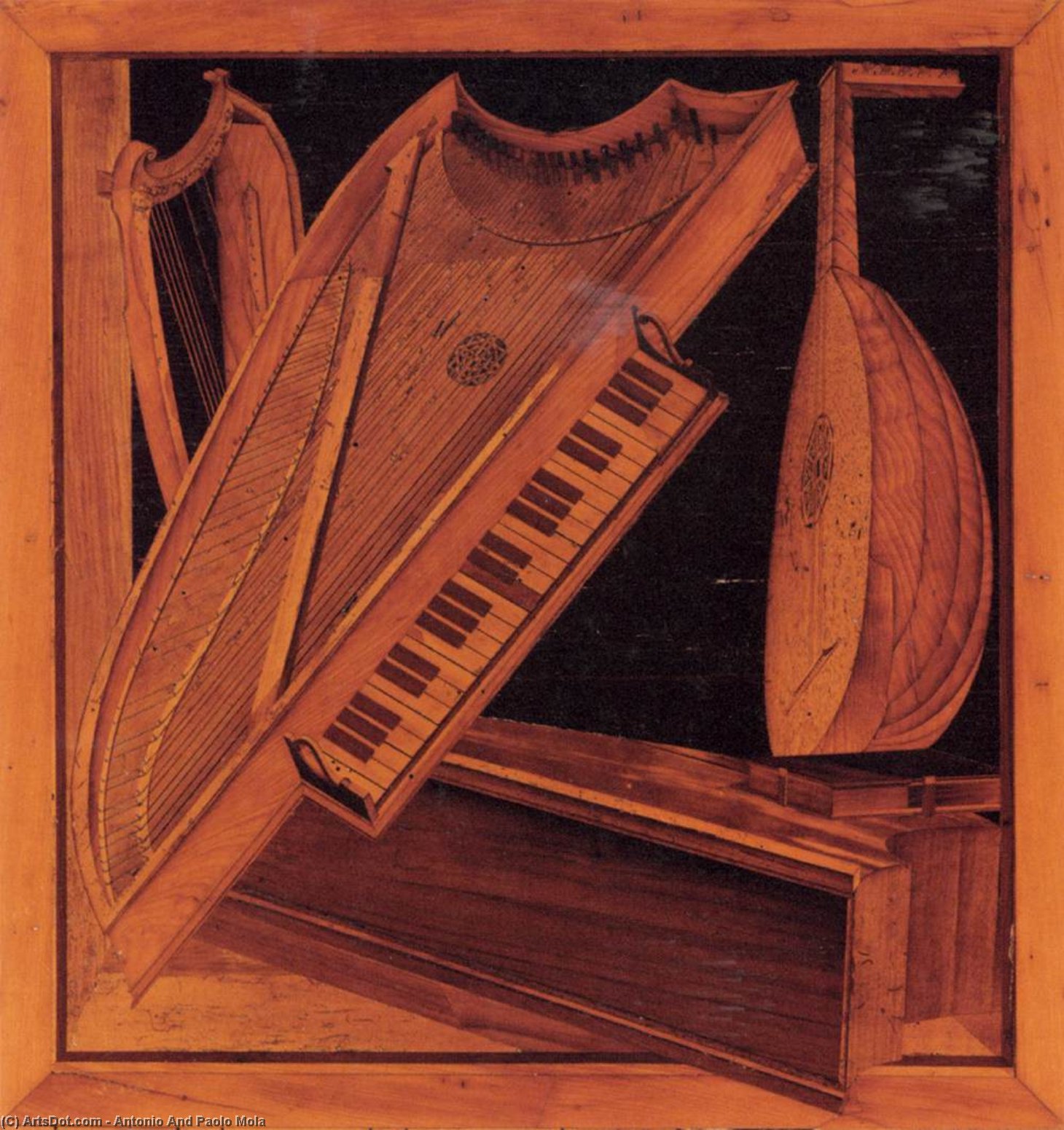 Wikioo.org - The Encyclopedia of Fine Arts - Painting, Artwork by Antonio And Paolo Mola - Musical instruments