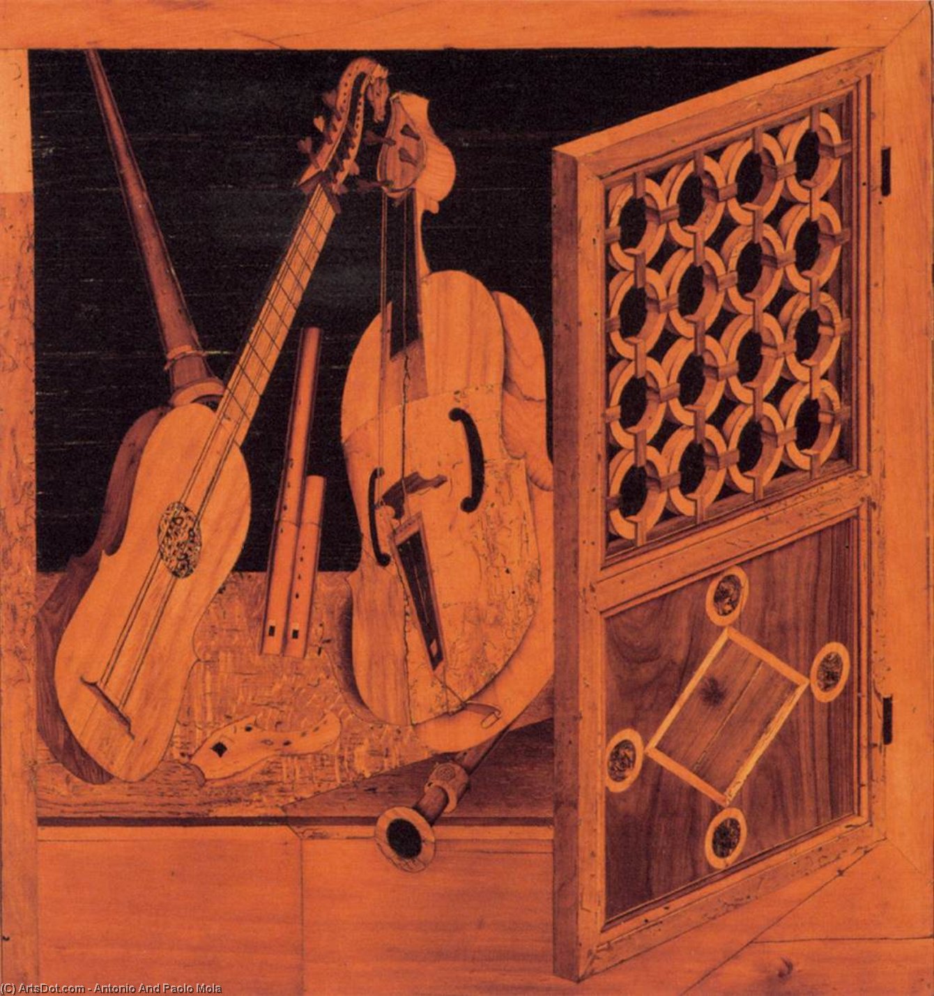 Wikioo.org - The Encyclopedia of Fine Arts - Painting, Artwork by Antonio And Paolo Mola - Musical instruments