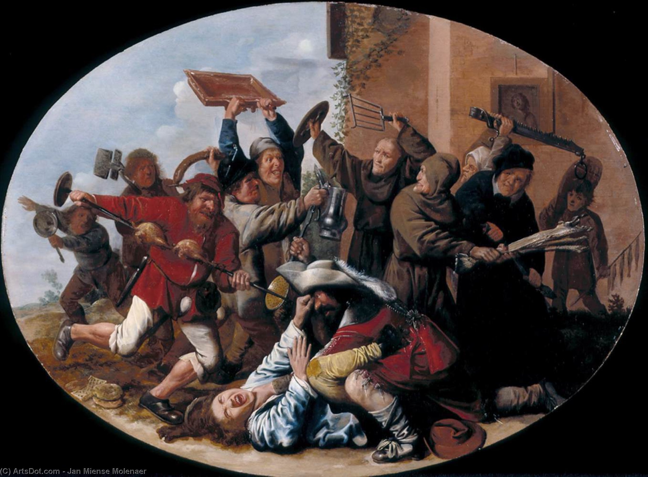 Wikioo.org - The Encyclopedia of Fine Arts - Painting, Artwork by Jan Miense Molenaer - Battle between Carnival and Lent