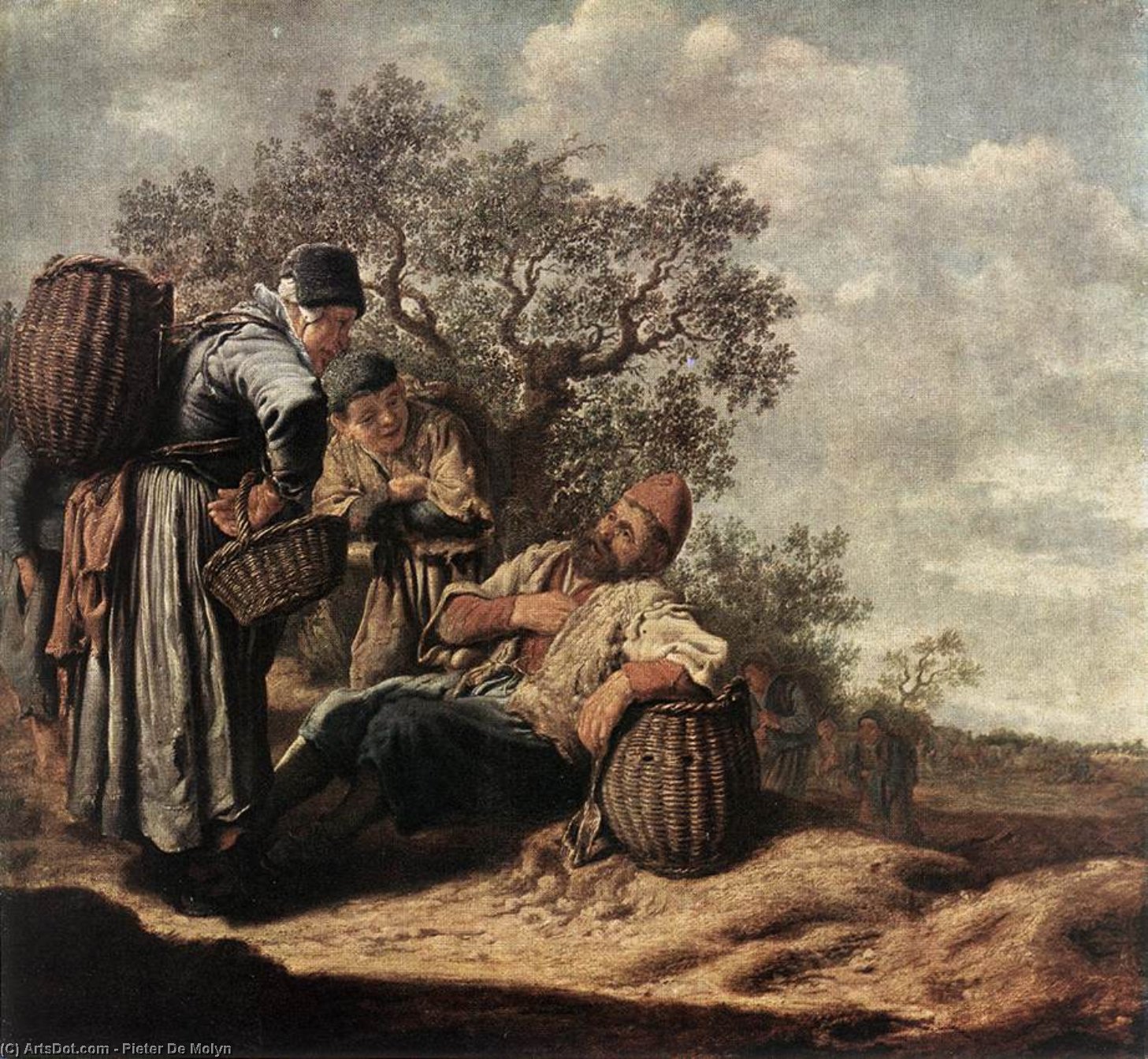 Wikioo.org – La Enciclopedia de las Bellas Artes - Pintura, Obras de arte de Pieter De Molyn - paisaje con Conversando  campesinos
