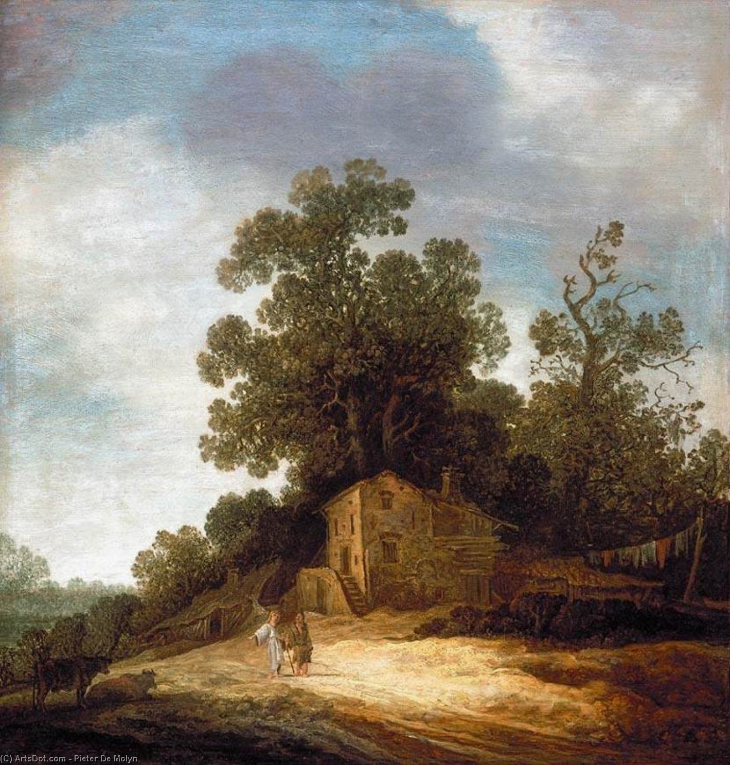 Wikioo.org - The Encyclopedia of Fine Arts - Painting, Artwork by Pieter De Molyn - Pastoral Landscape with Tobias and the Angel