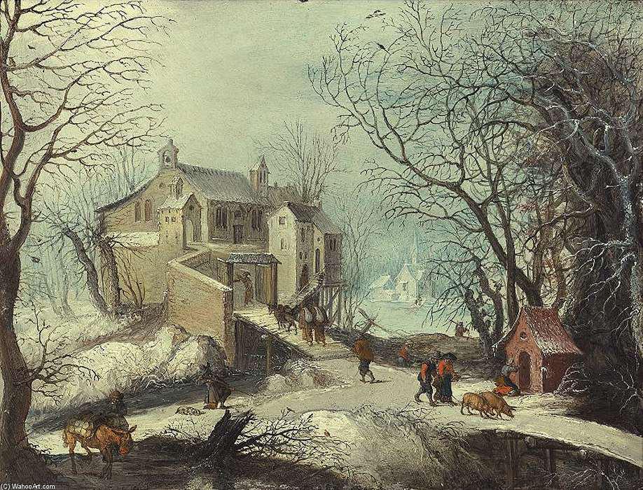 Wikioo.org - The Encyclopedia of Fine Arts - Painting, Artwork by Frans De Momper - Winter Landscape