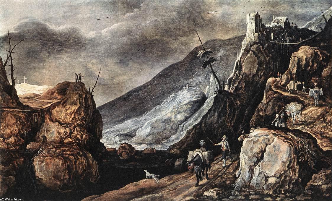Wikioo.org – L'Encyclopédie des Beaux Arts - Peinture, Oeuvre de Joos De Momper - paysage avec à l tentation de jésus christ