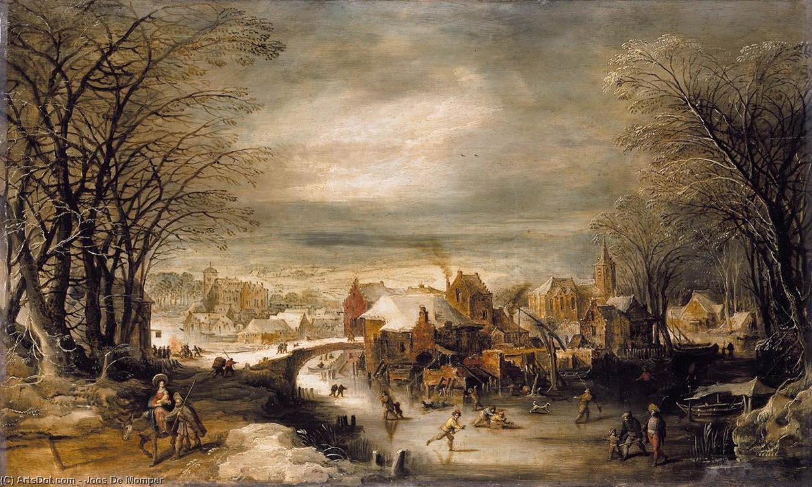 Wikioo.org - The Encyclopedia of Fine Arts - Painting, Artwork by Joos De Momper - Winter Landscape with the Flight into Egypt