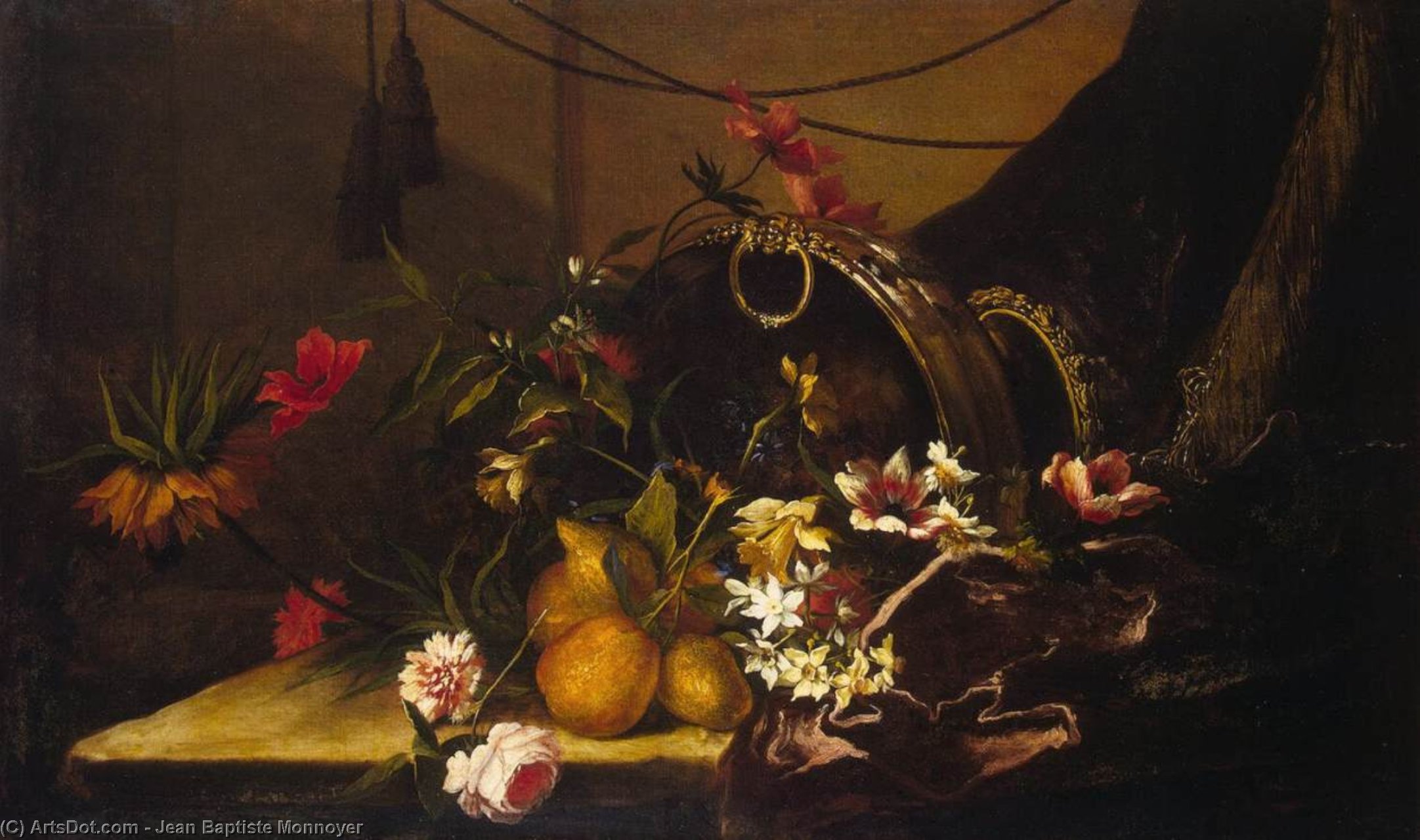 Wikioo.org - The Encyclopedia of Fine Arts - Painting, Artwork by Jean Baptiste Monnoyer - Fruit and Flowers