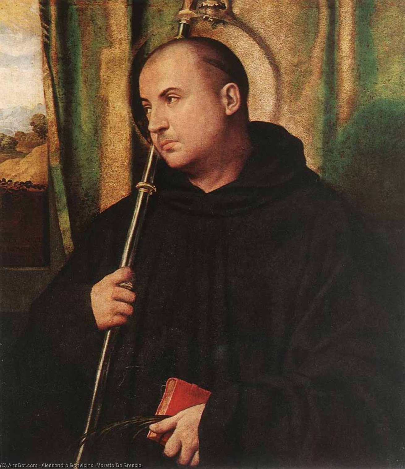 WikiOO.org - Enciclopédia das Belas Artes - Pintura, Arte por Alessandro Bonvicino (Moretto Da Brescia) - A Saint Monk