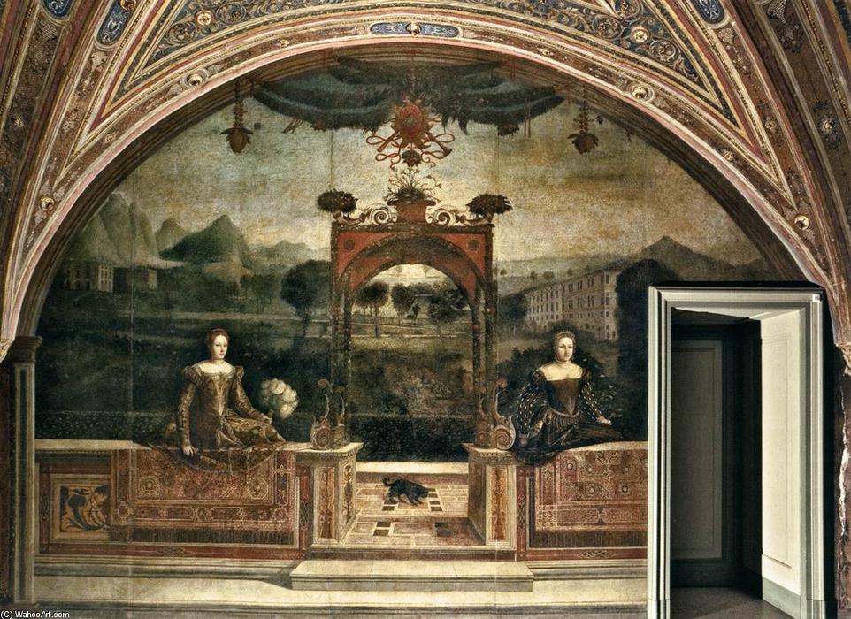 Wikioo.org - The Encyclopedia of Fine Arts - Painting, Artwork by Alessandro Bonvicino (Moretto Da Brescia) - Female portraits in front of landscapes