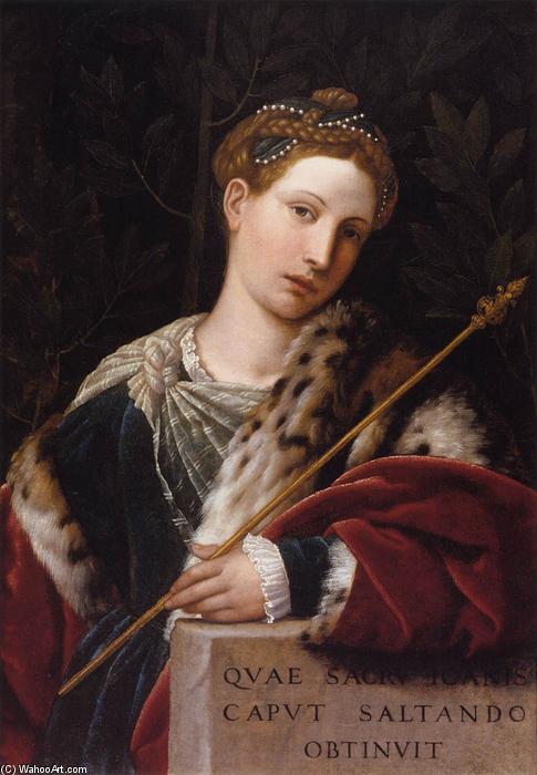 Wikioo.org - The Encyclopedia of Fine Arts - Painting, Artwork by Alessandro Bonvicino (Moretto Da Brescia) - Portrait of Tullia d'Aragona as Salome