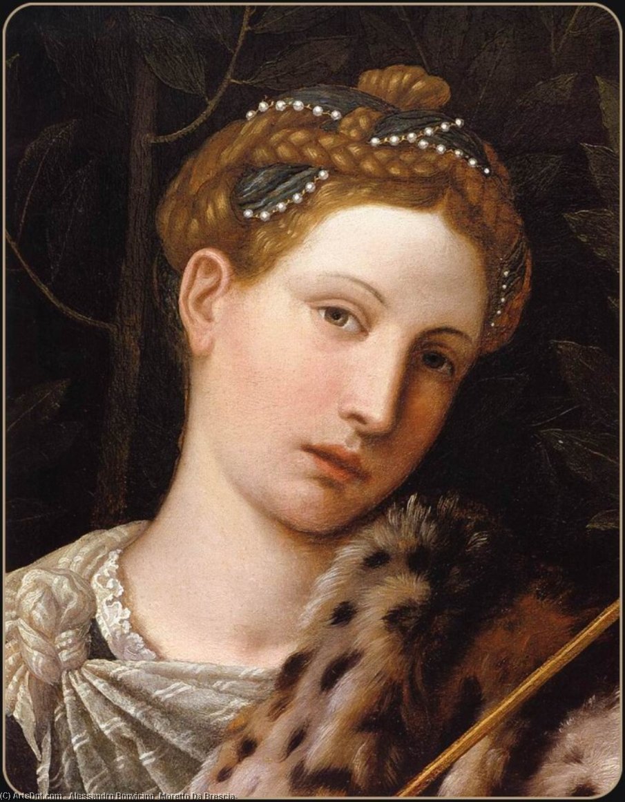WikiOO.org - 백과 사전 - 회화, 삽화 Alessandro Bonvicino (Moretto Da Brescia) - Portrait of Tullia d'Aragona as Salome (detail)