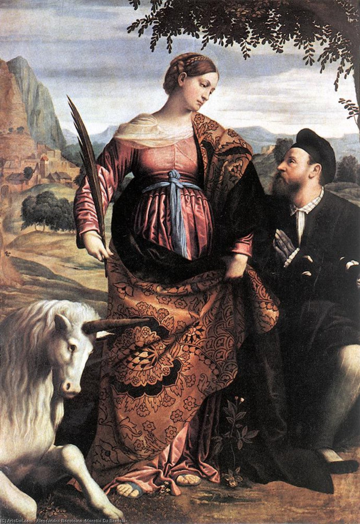 Wikioo.org - The Encyclopedia of Fine Arts - Painting, Artwork by Alessandro Bonvicino (Moretto Da Brescia) - St Justina with the Unicorn