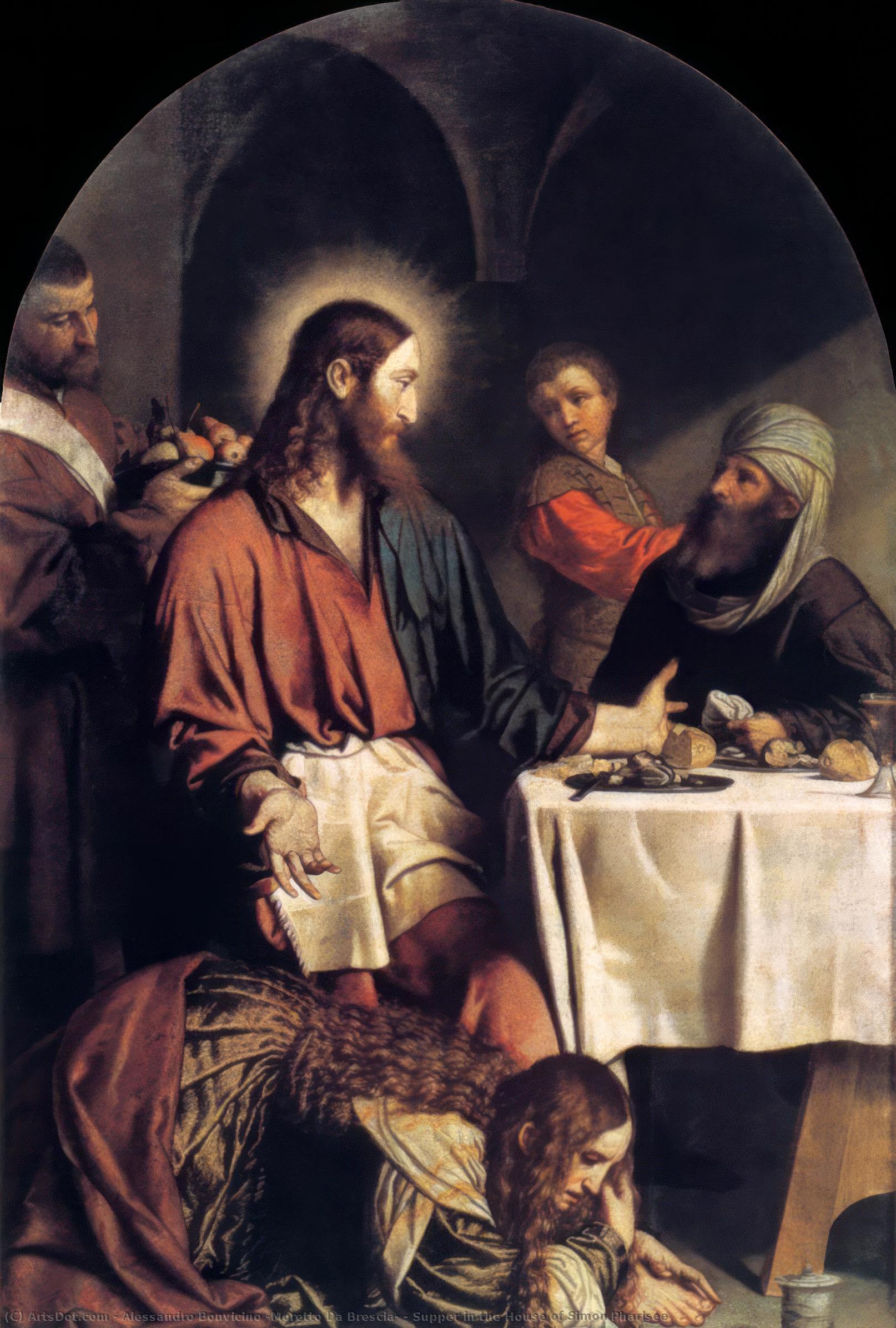 Wikioo.org - The Encyclopedia of Fine Arts - Painting, Artwork by Alessandro Bonvicino (Moretto Da Brescia) - Supper in the House of Simon Pharisee