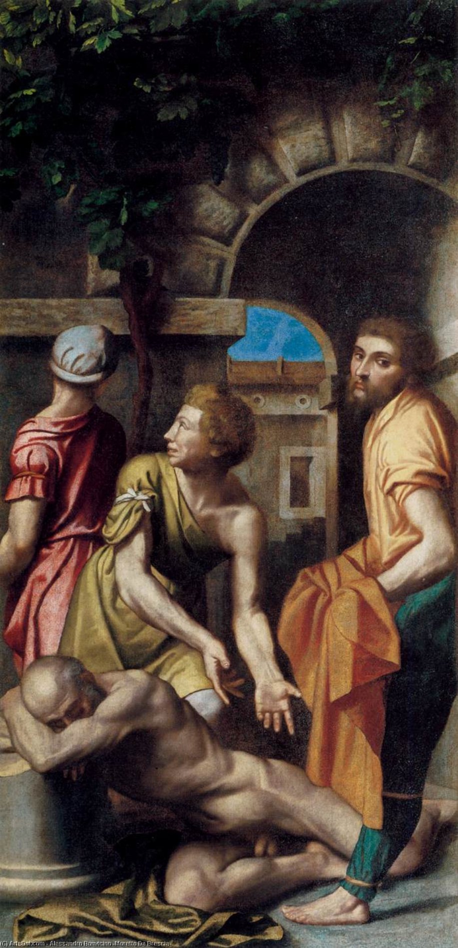 Wikioo.org - The Encyclopedia of Fine Arts - Painting, Artwork by Alessandro Bonvicino (Moretto Da Brescia) - The Drunkenness of Noah
