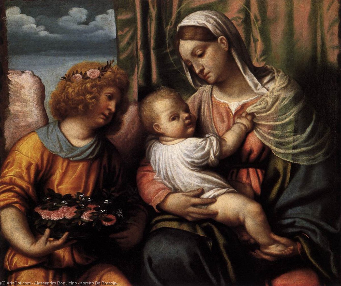 WikiOO.org - Enciclopédia das Belas Artes - Pintura, Arte por Alessandro Bonvicino (Moretto Da Brescia) - Virgin and Child