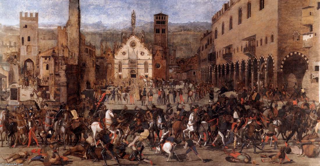 Wikioo.org - The Encyclopedia of Fine Arts - Painting, Artwork by Domenico Morone - Battle between the Gonzaga and the Bonacolsi