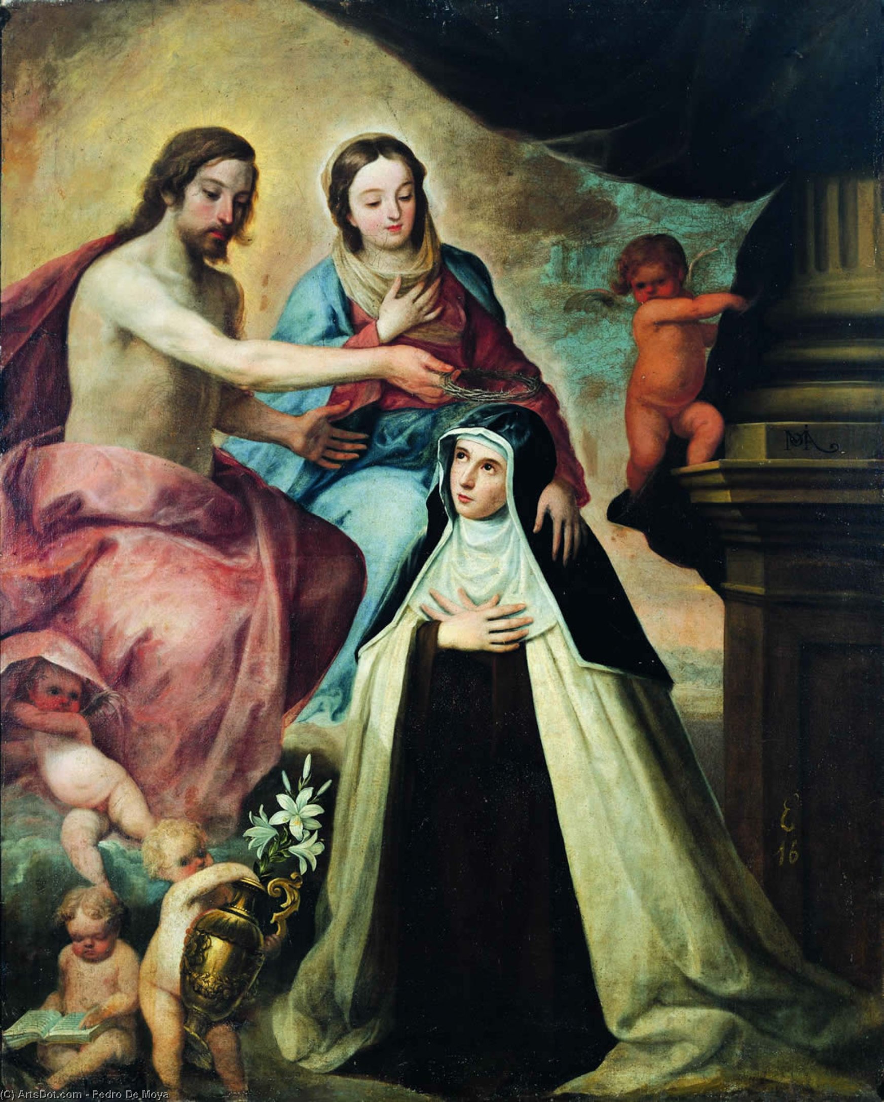 Wikioo.org - The Encyclopedia of Fine Arts - Painting, Artwork by Pedro De Moya - Vision of St Maria Magdalena di Pazzi
