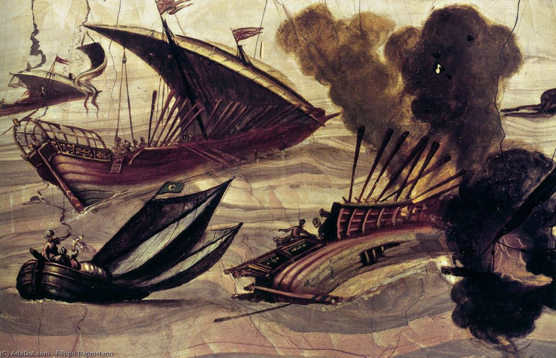 WikiOO.org - 백과 사전 - 회화, 삽화 Filippo Napoletano - Naval Battle