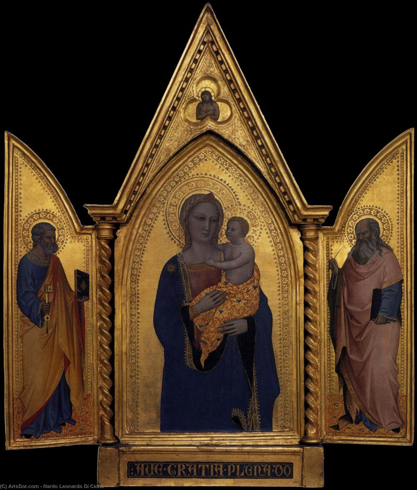 Wikioo.org - The Encyclopedia of Fine Arts - Painting, Artwork by Nardo Leonardo Di Cione - Madonna and Child with Sts Peter and John the Evangelist