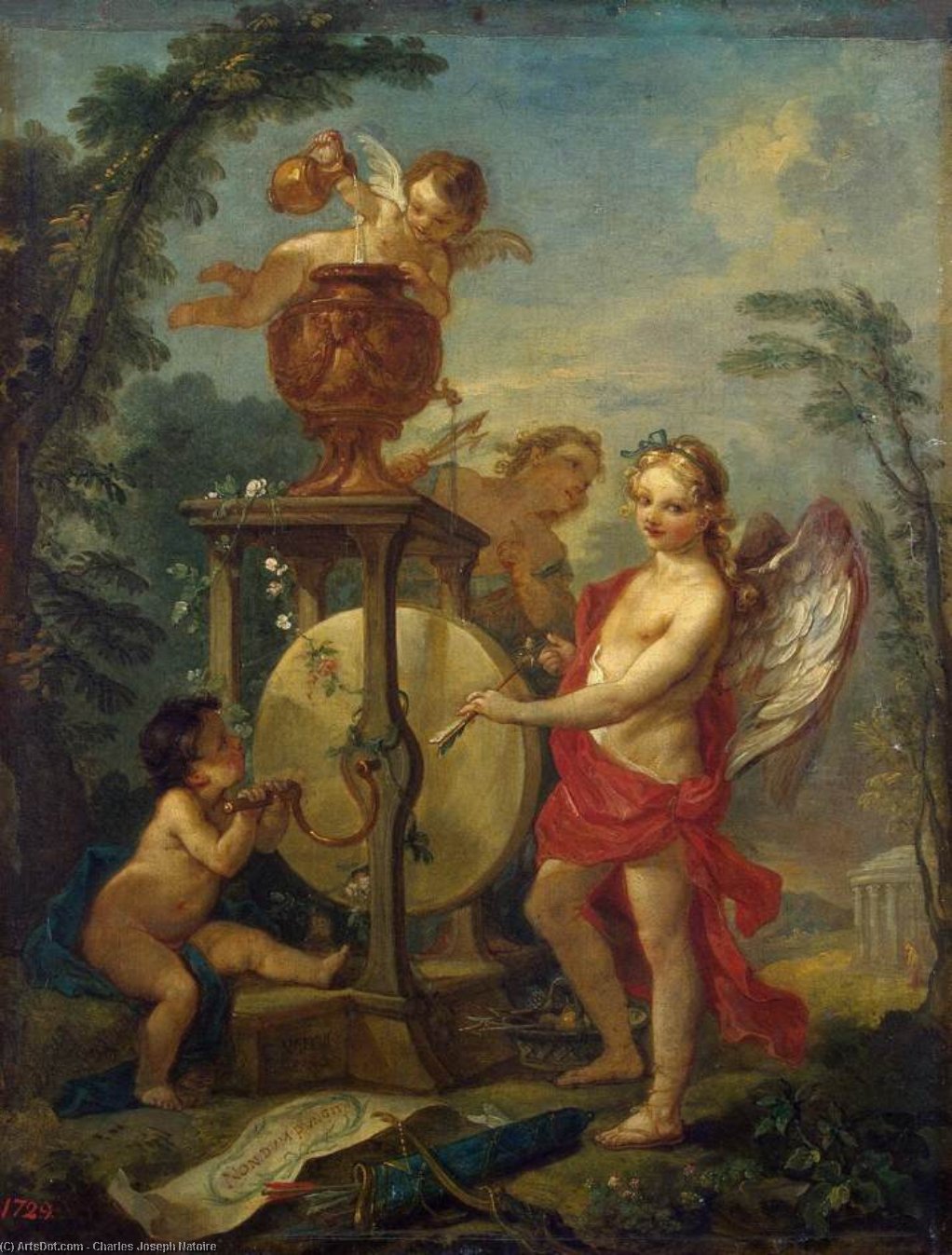Wikioo.org - The Encyclopedia of Fine Arts - Painting, Artwork by Charles Joseph Natoire - Cupid Sharpening an Arrow