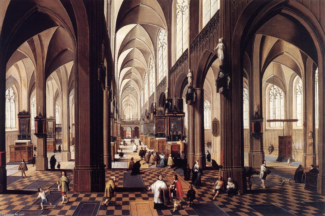 Wikioo.org - The Encyclopedia of Fine Arts - Painting, Artwork by Peeter Neeffs The Younger - Interior of Antwerp Cathedral