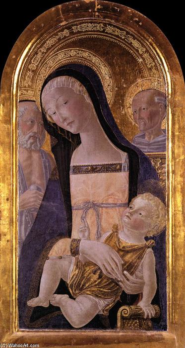 Wikioo.org - The Encyclopedia of Fine Arts - Painting, Artwork by Neroccio De Landi - Madonna and Child between St Jerome and St Bernardino of Siena