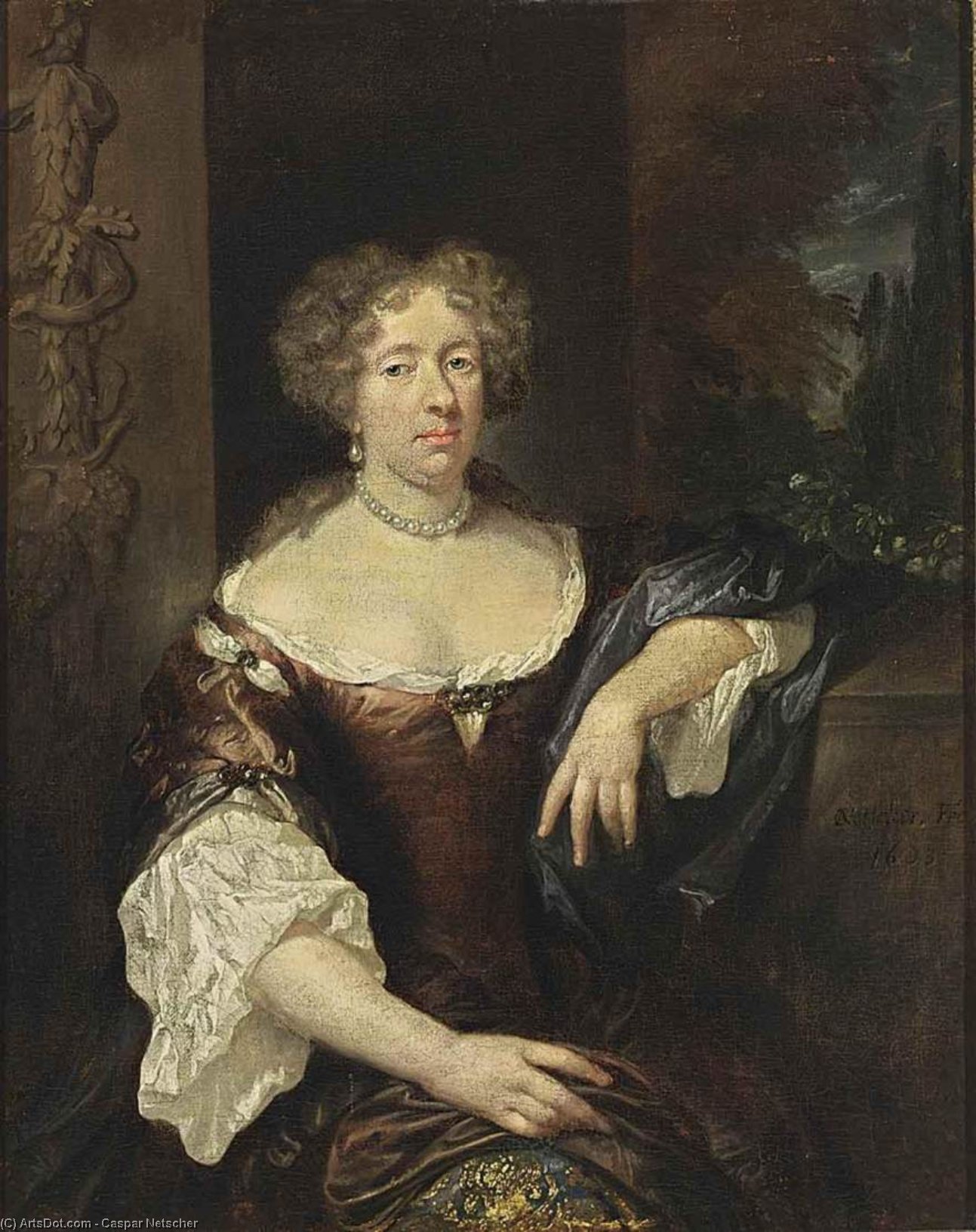 Wikioo.org - The Encyclopedia of Fine Arts - Painting, Artwork by Caspar Netscher - Portrait of a Lady