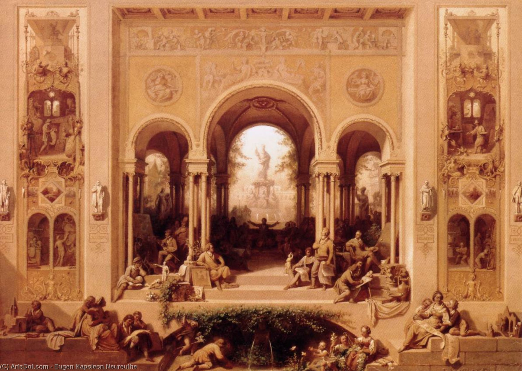 Wikioo.org - The Encyclopedia of Fine Arts - Painting, Artwork by Eugen Napoleon Neureuthe - The Arts Flourishing in Munich