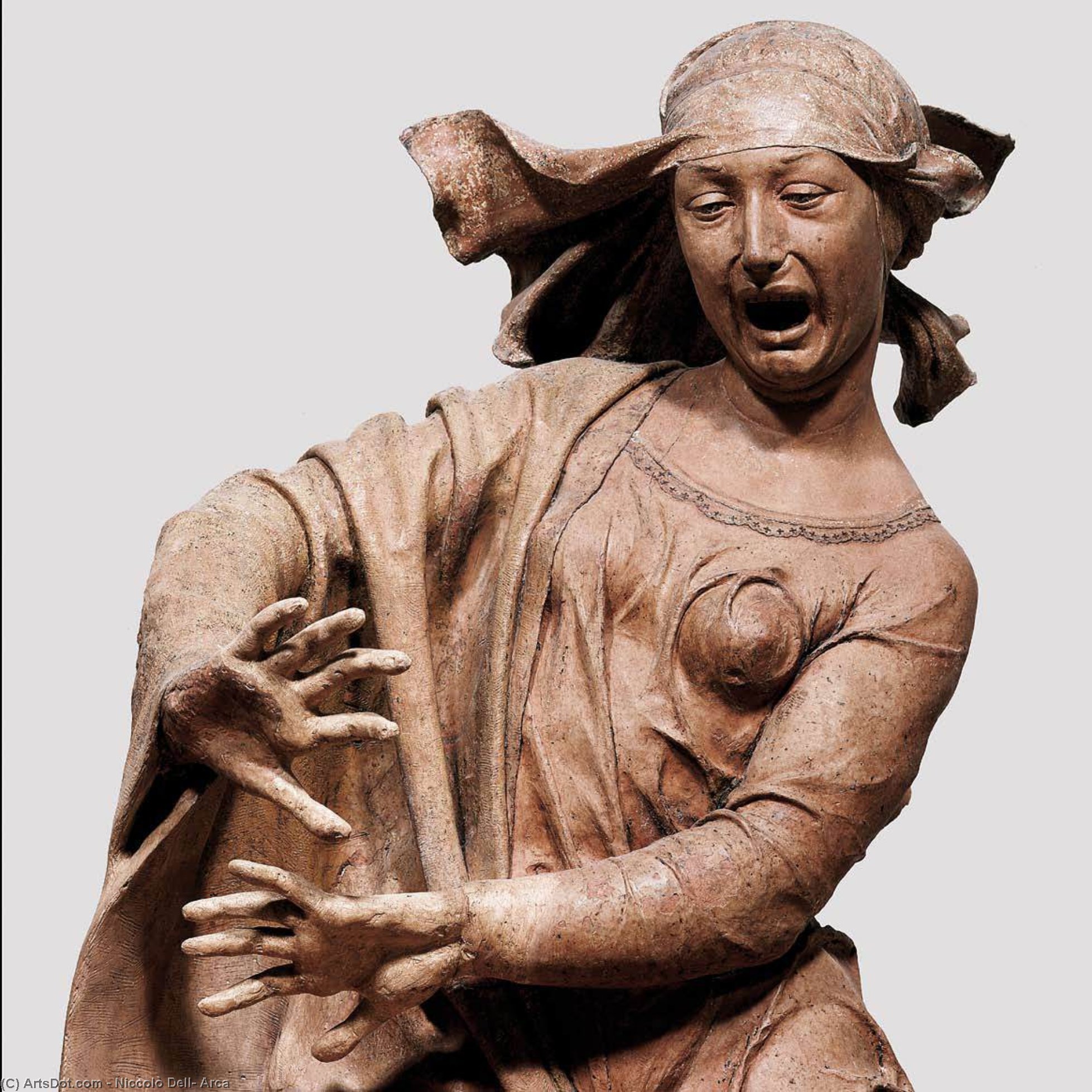 WikiOO.org - אנציקלופדיה לאמנויות יפות - ציור, יצירות אמנות Niccolò Dell' Arca - Mourning of the Marys over the Dead Christ (detail)