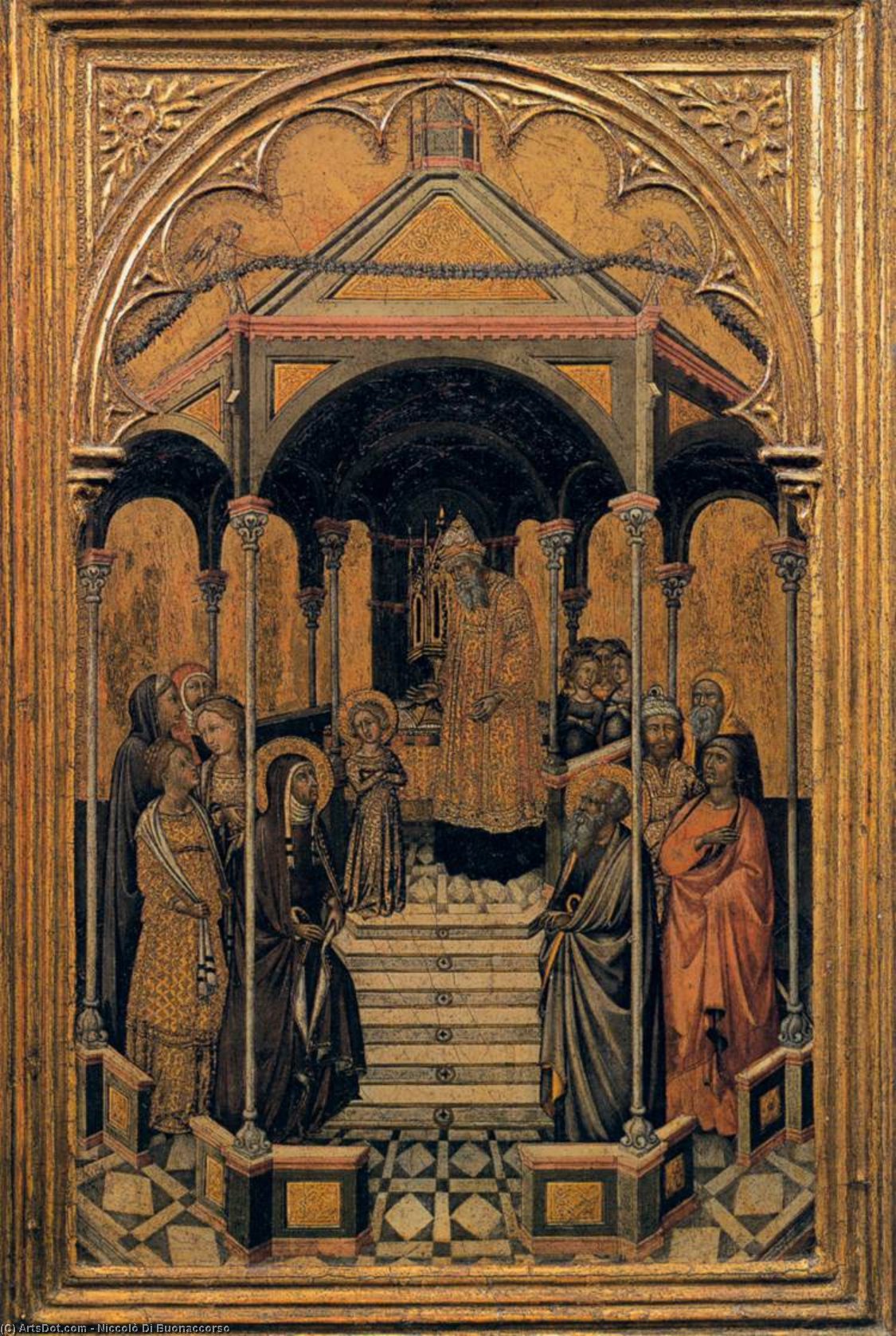 Wikioo.org – La Enciclopedia de las Bellas Artes - Pintura, Obras de arte de Niccolò Di Buonaccorso - presentación de virgen en el templo