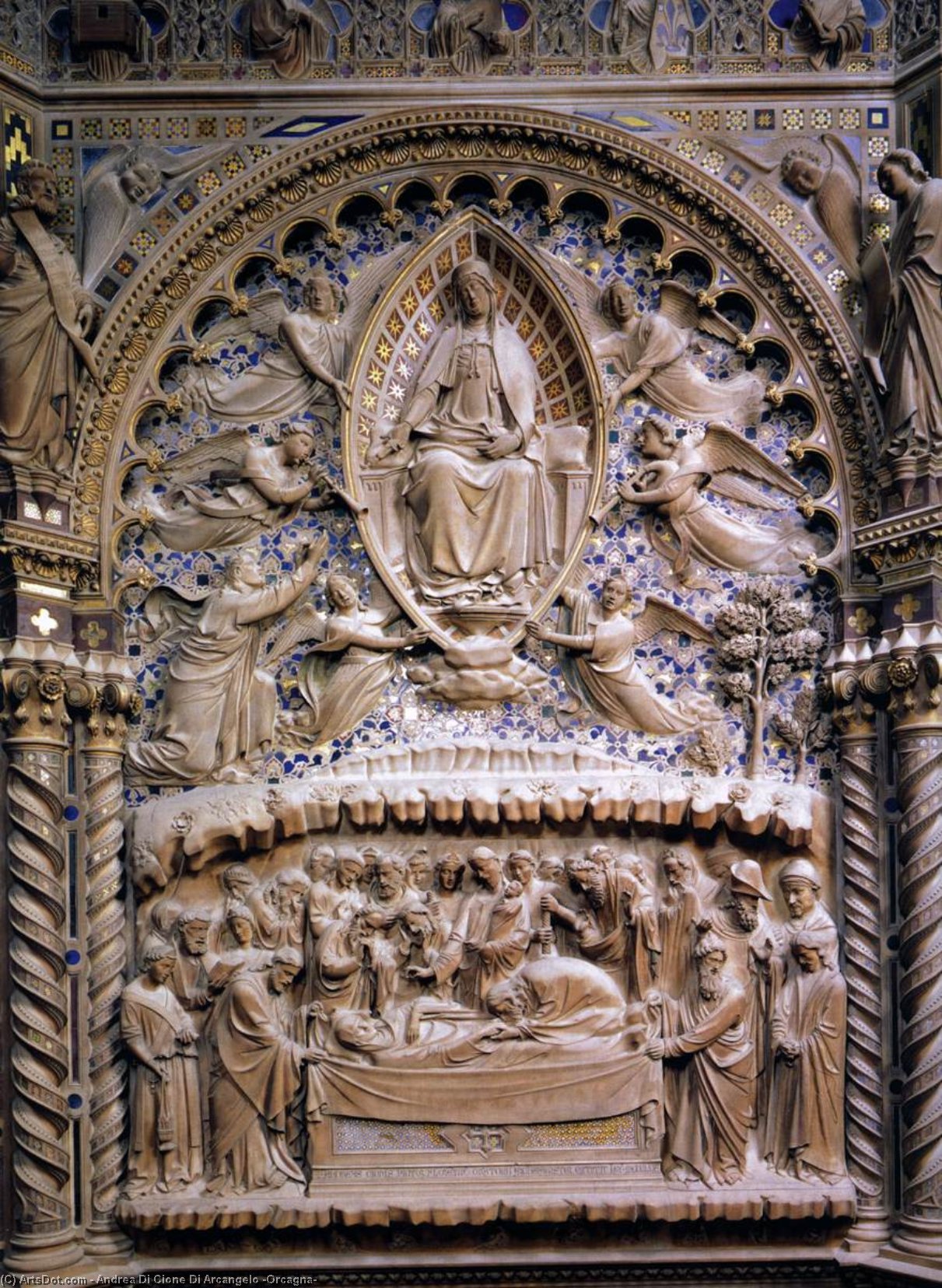 Wikioo.org - Bách khoa toàn thư về mỹ thuật - Vẽ tranh, Tác phẩm nghệ thuật Andrea Di Cione Di Arcangelo (Orcagna) - Dormition and Assumption of the Virgin, detail of the Tabernacle